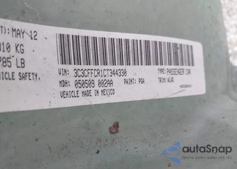 2012 Fiat 500 Lounge from USA, damaged, VIN 3C3CFFCR1CT344330